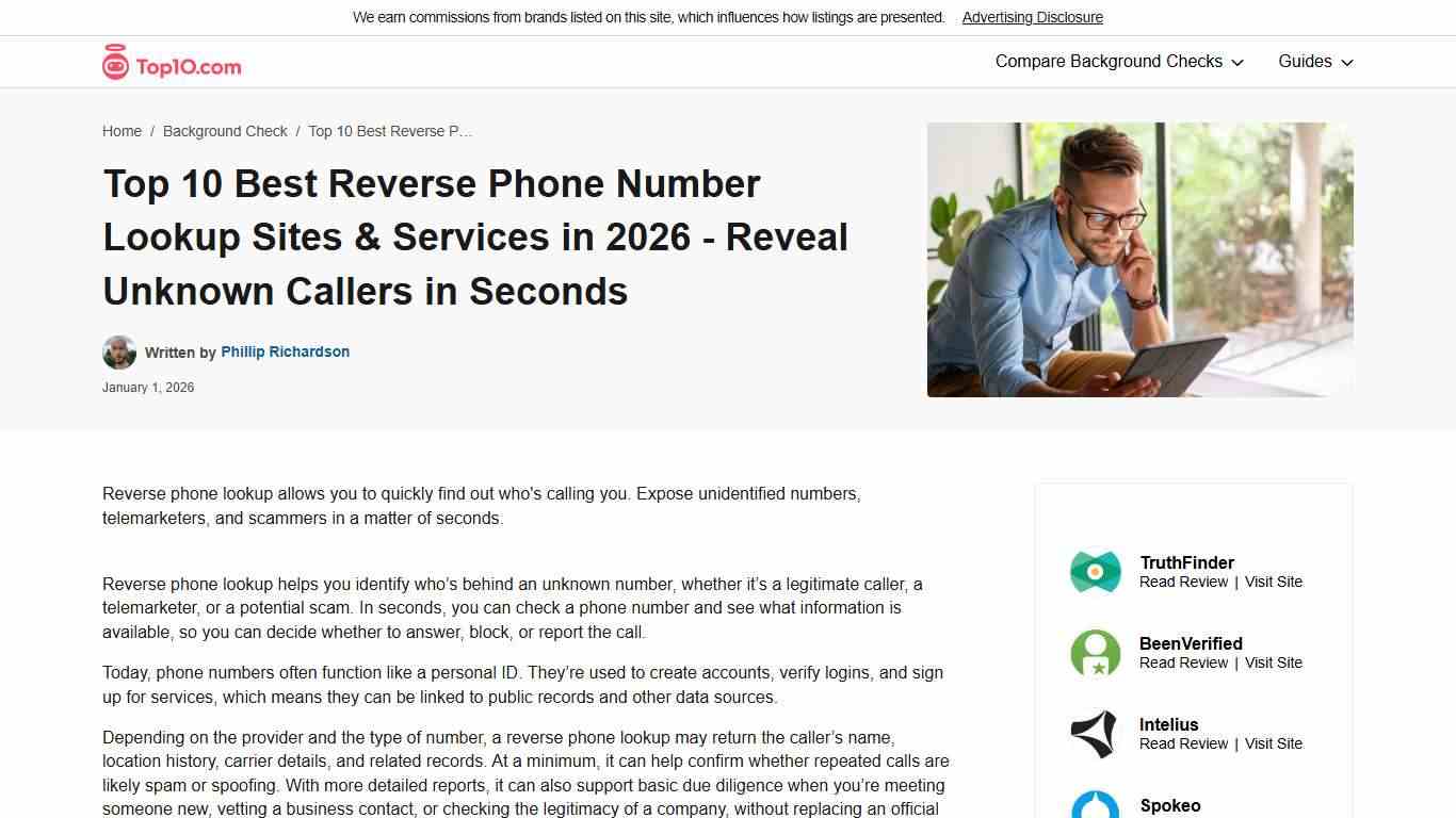 Top 10 Best Reverse Phone Number Lookup Sites 2026: Free/Paid